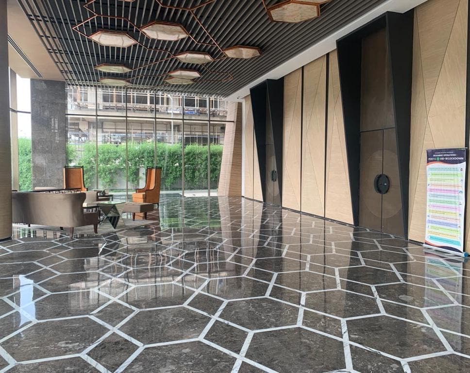 Reception waiting area — Netsmartz Square, Mohali