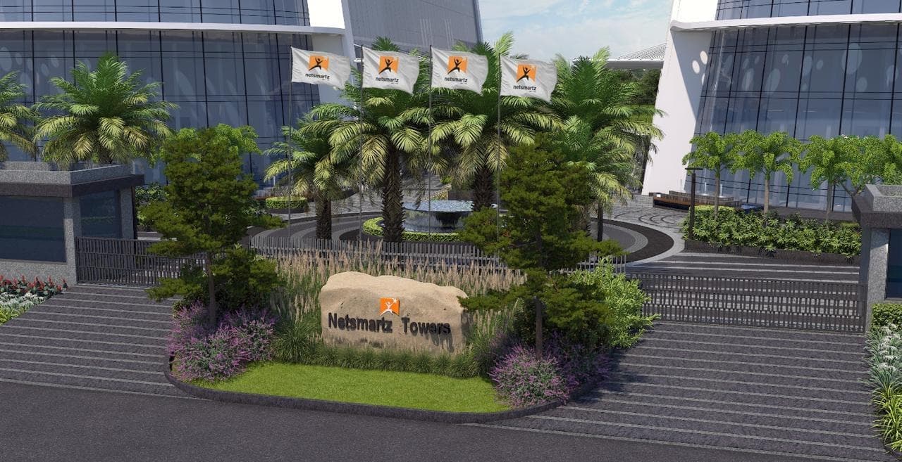 Entrance signage — architectural render, Netsmartz Towers, Mohali