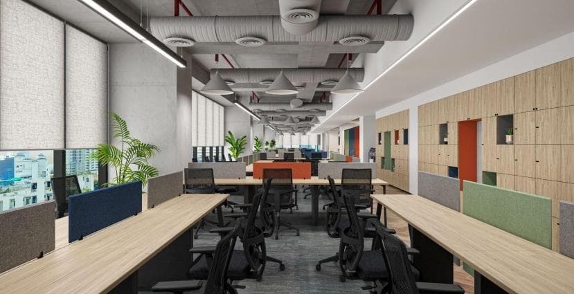 Proposed workstations lockers — architectural render, Netsmartz Towers, Mohali