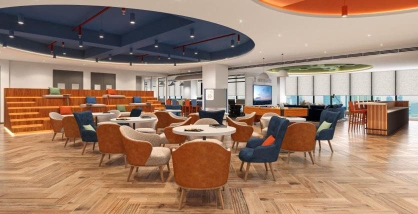 Proposed cafeteria — architectural render, Netsmartz Towers, Mohali