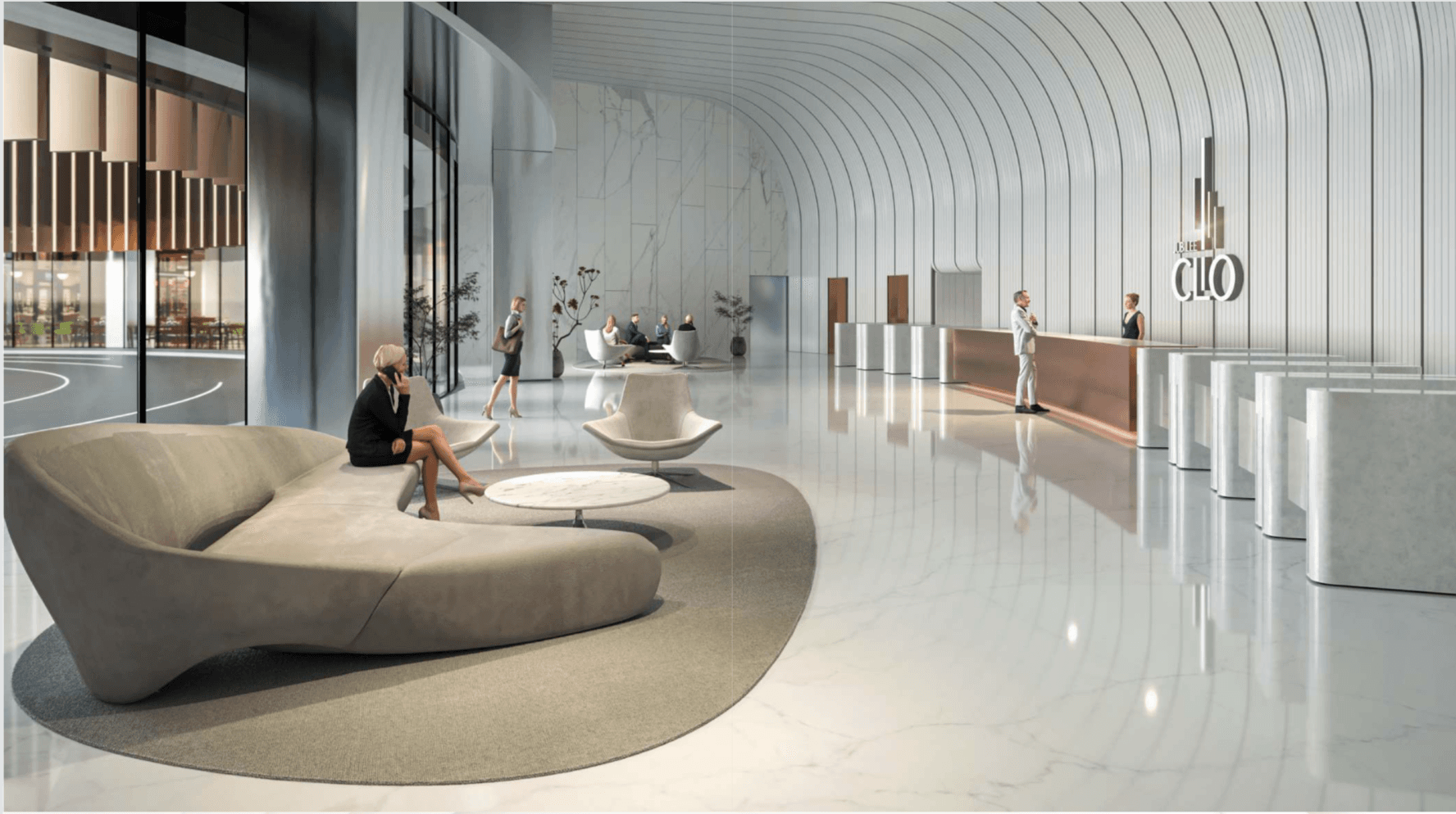 The double-height reception lobby at Jubilee Clio, Sector 75 Mohali — architect's render