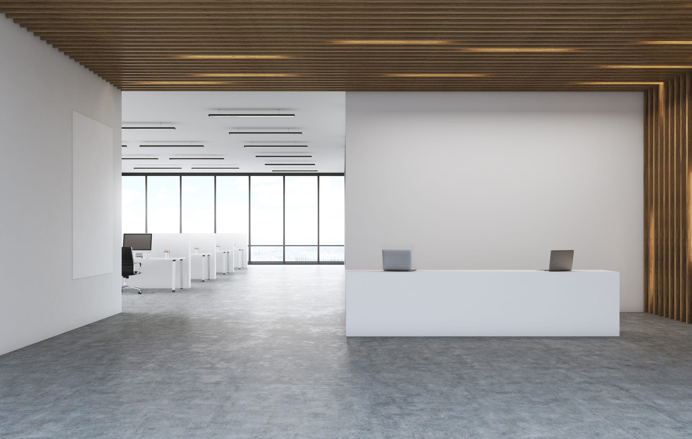 NOVA-245, Sector 75 Mohali — unfurnished floor with reception counter, architectural render
